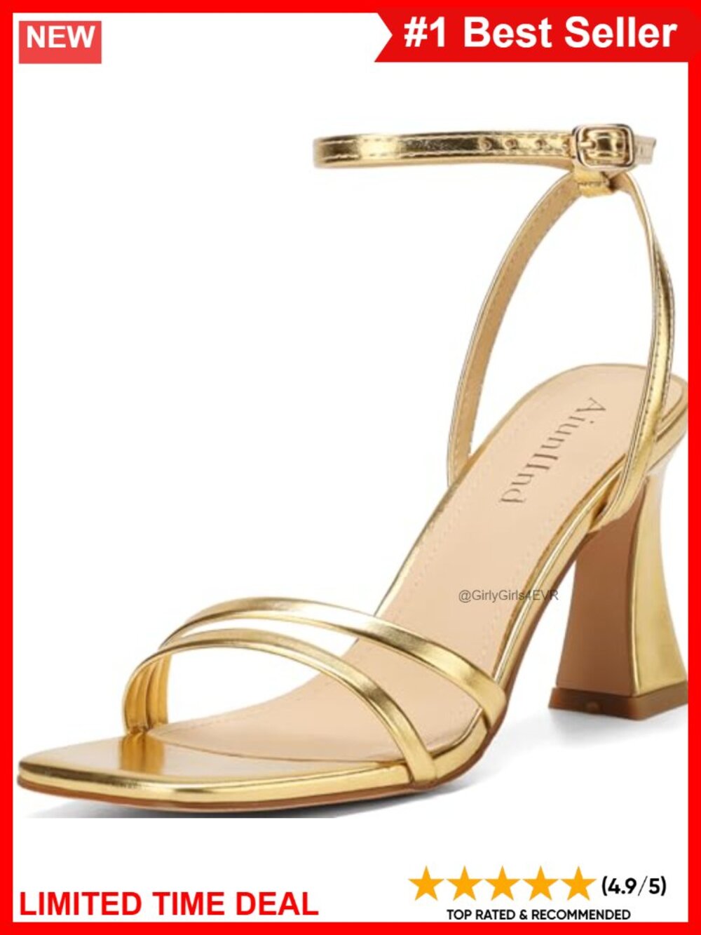 Faux Leather Chunky Heel Strappy Sandals Square Open Toe Women's Heels